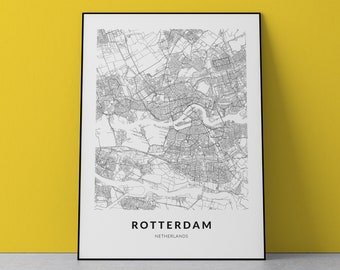Rotterdam Map, Rotterdam Print, Rotterdam Map Poster, Rotterdam Wall Art, Rotterdam Netherlands, Rotterdam Art, Rotterdam City map print