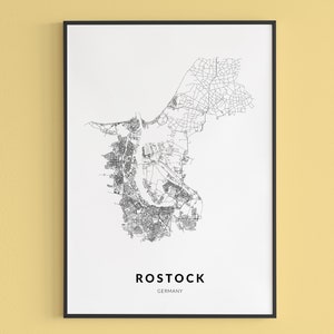 Rostock map, Rostock Germany, Rostock poster, Rostock print, Rostock Art, Rostock Wall decor, City map print, Germany gift, Rostock decor