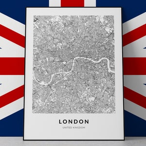 London, England, London map, London print, London wall art, London art, London poster, London gift, London decor, London wall decor