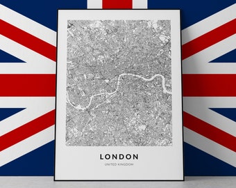 London Map Art Print: England Cityscape Wall Decor (Digital Download)