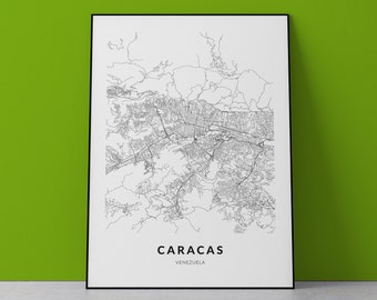Caracas Venezuela Map Art Print: Cityscape Wall Art (Digital Download)