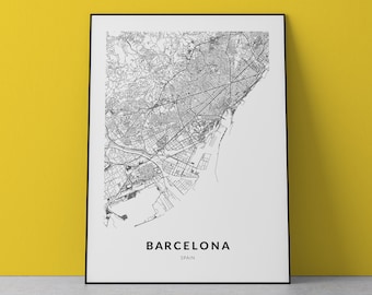 Barcelona Map Art Print: Minimalist Home Decor (Digital Download)