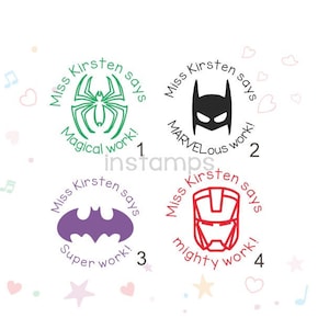 Personalisierte DC Helden,Benutzerdefinierte Lehrer Stempel,selbstfärbende Lehrer Stempel,benutzerdefinierte vorgefärbte Stempel für Klassenzimmer,Lehrer Geschenk,Buch Stempel
