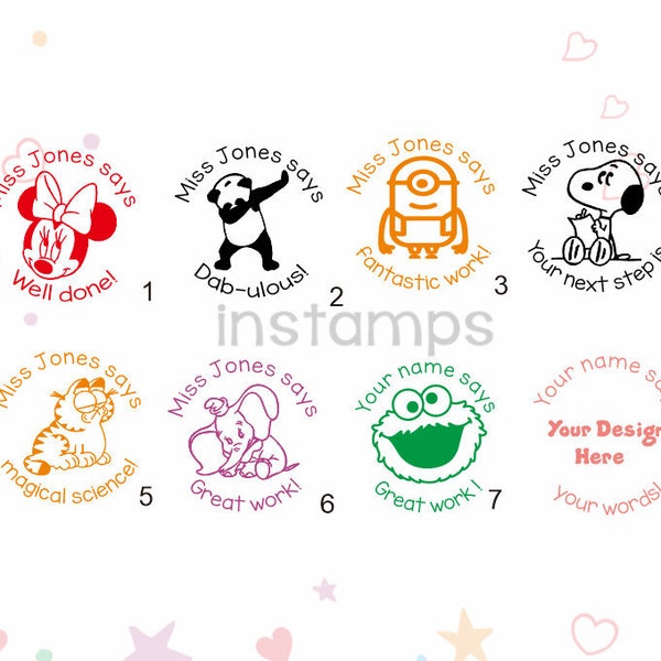 Custom Teacher Stamp,Personalized Name Teacher Stamps,Custom Teacher Gift Stamp,Teacher Comment Stamps,Classroom Stamps,Cute Panda,Cat,Dog