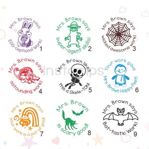 Custom Teacher Stamp,Personalized Name Teacher Stamps,Gift Stamp,Comment,Classroom Stamps,Homework Tools,Cute Designs