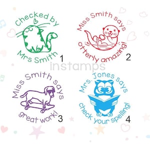 Tampons personnalisés, Tampons d'enseignant, Tampons d'enseignant personnalisés, Tampons pré-encrés personnalisés, Tampons d'enseignant pour notation, Chat mignon, loutre, chien