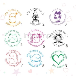 Tampon d'enseignant personnalisé,Timbres de nom d'enseignant personnalisés,Timbre cadeau,Commentaire,Timbres pour la classe,Outils de devoirs,Designs mignons