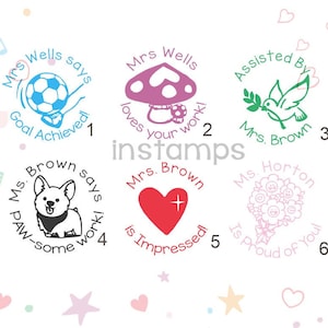 Personalisierte Name Stempel,Lehrer Stempel,Lehrer Geschenk Stempel,Lehrer Kommentar Stempel,Kinder Stempel,Soccor,Hund,Pilz
