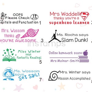 Custom Teacher Stamps,Personalized Homework Stamp,Custom Classroom Stamps,Teacher Gift,Custom Pre-inked Stamps,45x15mm,Custom Your Own Words