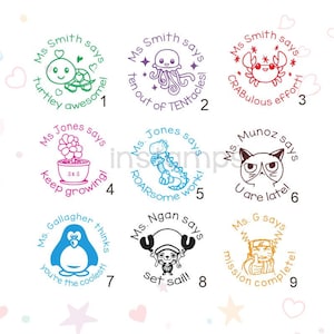 Benutzerdefinierte Lehrer Stempel, personalisierte Name Lehrer Stempel, Geschenk Stempel, Kommentar, Klassenzimmer Stempel, Hausaufgaben Werkzeuge, süße Designs