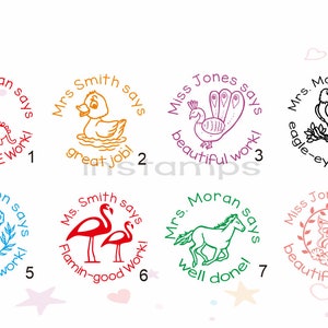 Lehrer Stempel,Flamingo Lehrer Stempel,Stempel mit Name,Lehrer Geschenk Stempel,Stempel nach Wunsch, Lehrer Kommentar Stempel,