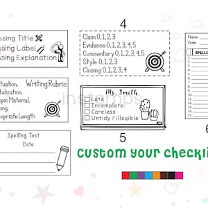 All-Custom Checklist Stamps,Teacher Stamps,Personalized Checklist Stamps,Custom Homework Stamps,Classroom, Custom Pre-inked Stamps,60x30mm