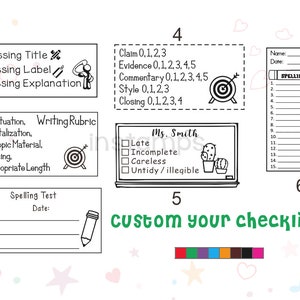 All-Custom Checklist Stamps,Teacher Stamps,Personalized Checklist Stamps,Custom Homework Stamps,Classroom, Custom Pre-inked Stamps,60x30mm