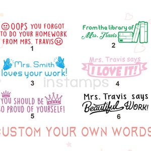 Custom Teacher Stamps,Personalized Homework Stamp,Custom Classroom Stamps,Teacher Gift,Custom Pre-inked Stamps,45x15mm,Custom Your Own Words