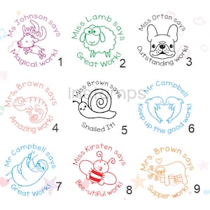 Tampon d'enseignant personnalisé,Timbres de nom d'enseignant personnalisés,Timbre cadeau,Commentaire,Timbres pour la classe,Outils de devoirs,Animaux mignons,Agneau,Abeille,Paresseux,Orignal