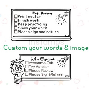 Custom Checklist Stamps,Teacher Stamps for Classroom,Personalized Stamps,Custom Homework Stamps, Custom Pre-inked Stamps,Self inking,60x30mm