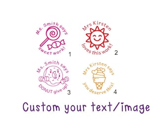 Custom Stamps, Teacher Stamps,Personalized Teacher Stamp,Custom Pre-inked Stamps,Teacher Stamps for Grading,Teacher Gift,Ice Cream,Well Done