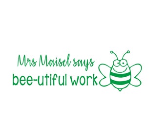 Custom Stamps,Teacher Stamps,Personalized Teacher Stamp,Custom Pre-inked Stamps,Teacher Gift,Cute bee,Beeutiful Work,Rectangle TeacherStamps