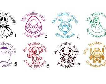Custom Teacher Stamp,Personalized Name Teacher Stamps,Custom Teacher Gift Stamp,Teacher Comment Stamps,Classroom Stamps,Cute Stamps, Food
