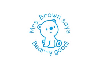 Bear-y Good,Custom Teacher Stamps,Personalized Refillable Pre-Inking Teacher Stamp,Custom Teacher Gifts Value Pack,Teacher Comment Stamps