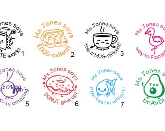 Custom Teacher Stamp,Personalized Name Teacher Stamps,Custom Teacher Gift Stamp,Teacher Comment Stamps,Classroom Stamps,Cute Stamps,eggs