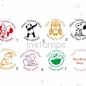 Custom Teacher Stamp,Personalized Name Teacher Stamps,Custom Teacher Gift Stamp,Teacher Comment Stamps,Classroom Stamps,Cute Panda,Cat,Dog