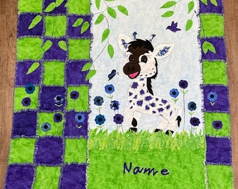 Baby Giraffe Rag Quilt, for babies, toddlers, boys and girls.  Make a great heirloom, or baby shower gift.