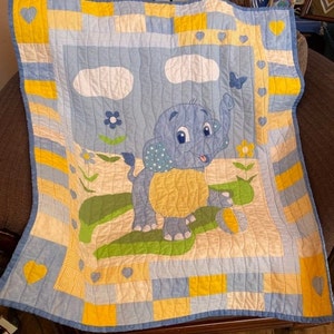 Quilt Patter Baby Elephant Raw Edge Machine Applique Quilt Pattern - Instant Download, Clear Instructions, Easy to Follow,