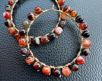 Beaded Hoop Earrings: Handmade jewelry (Available in 3 colours)
