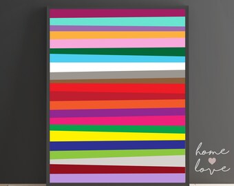 Modern Abstract Rainbow, Lines Abstract, Kids Room Art, Happy Art, Wall Art, Colour Colour, Printable Wall Art, Arte Geometrica
