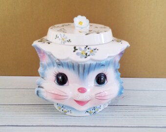 Lefton Miss Priss Cat Cookie Jar Ceramic Vintage Mid Century - Etsy