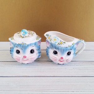 Lefton Miss Priss Cat Sugar and Creamer Vintage Mid Century