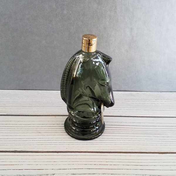 Avon Horse Head Olive Green After Shave Bottle Vintage