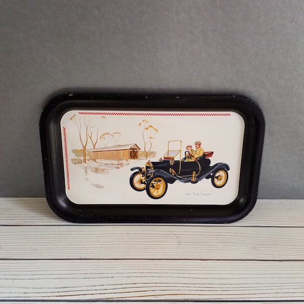 Vintage Metal Tray 1910 Ford Torpedo Advertising Blairstown Feed Mill Iowa