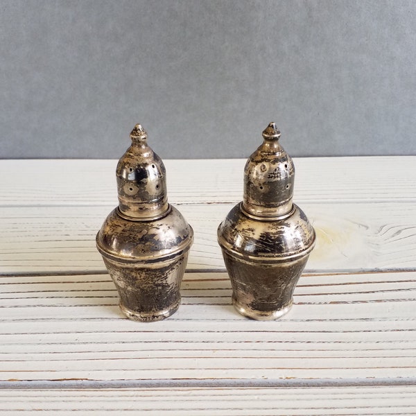 Sterling Weighted Salt Pepper Shakers Vintage