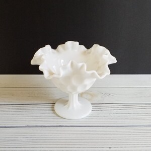 Vintage Milk Glass Thumbprint Fenton Pedestal Dish