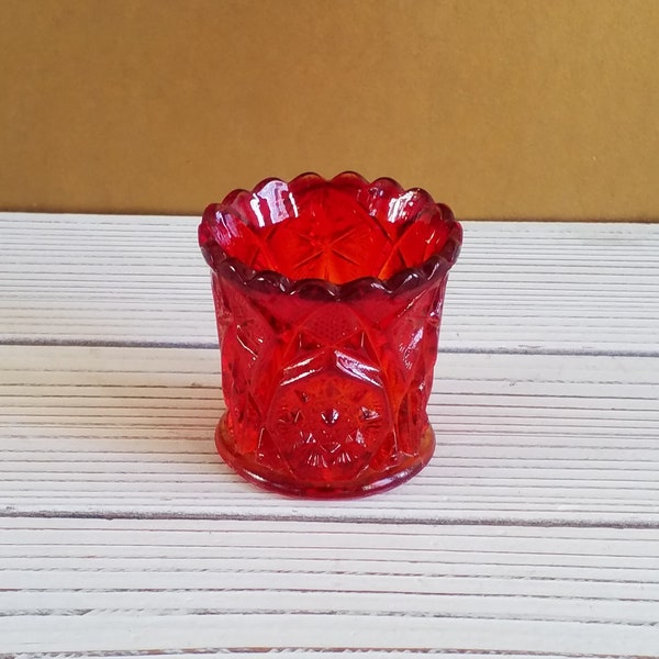 Ruby Red Amberina Toothpick Holder Glass