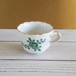 Meissen Demitasse Cup Porcelain Green Vine Antique