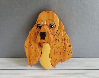 Cocker Spaniel Wooden Layered Carved Wood Dog Plaque