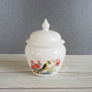 Vintage Avon Ginger Jar Goldfinch Bird Flowers