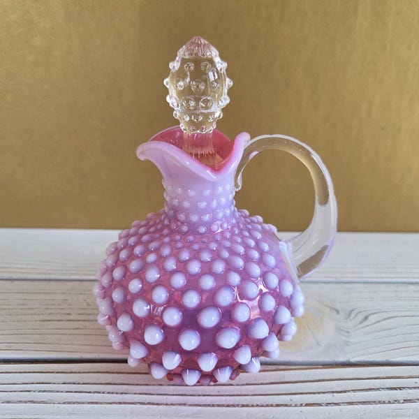 Fenton Cranberry Hobnail Cruet Vintage