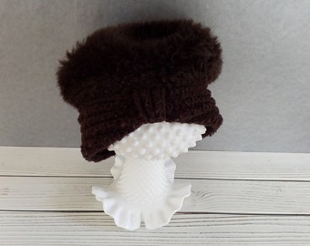 Vintage Brown Hat Knitted Fuzzy