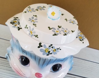 Lefton Miss Priss Cat Cookie Jar Ceramic Vintage Mid Century - Etsy