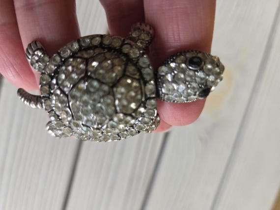 Turtle Rhinestone Ring Vintage - image 4