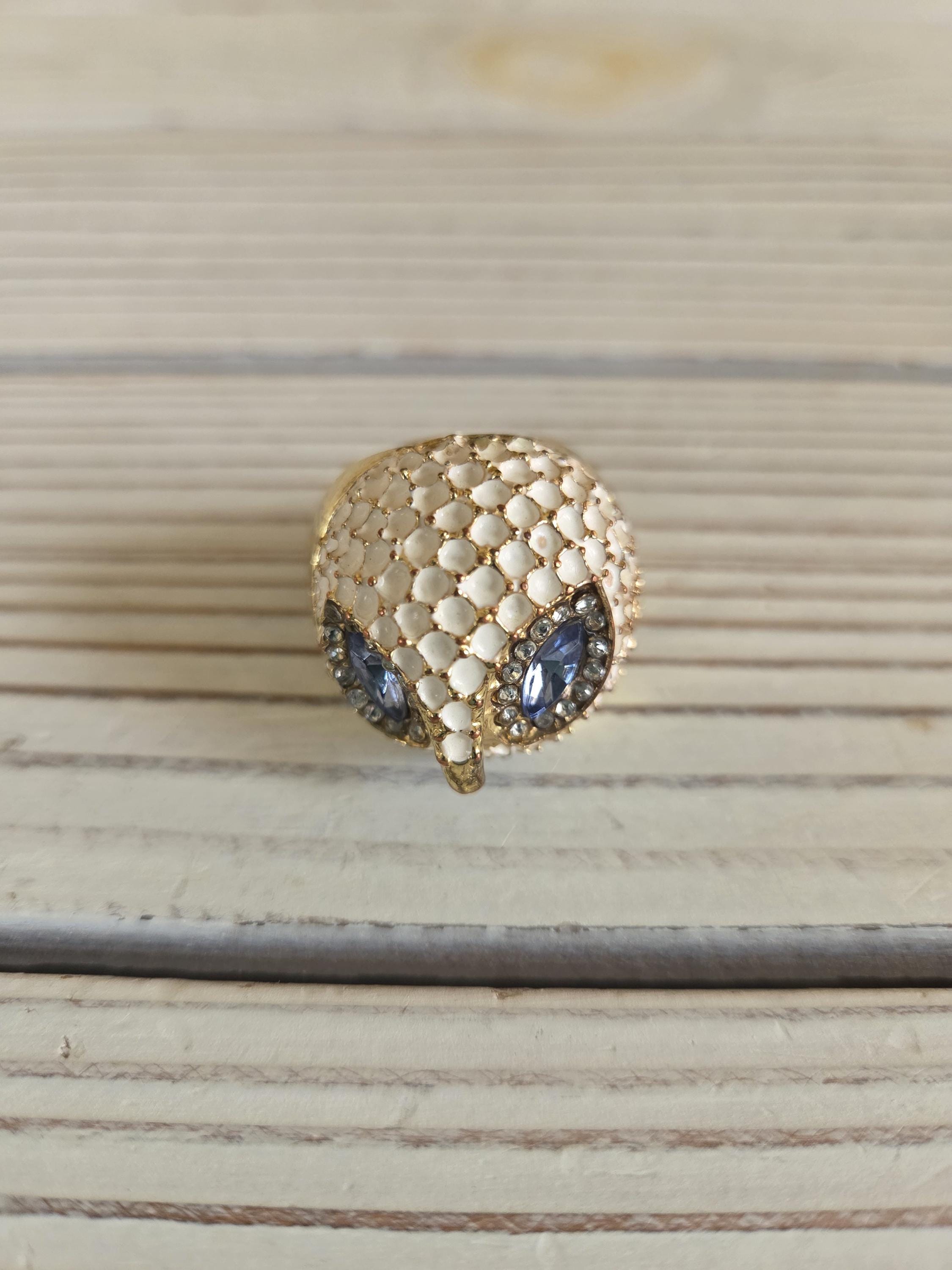 Owl Rhinestone Ring Vintage
