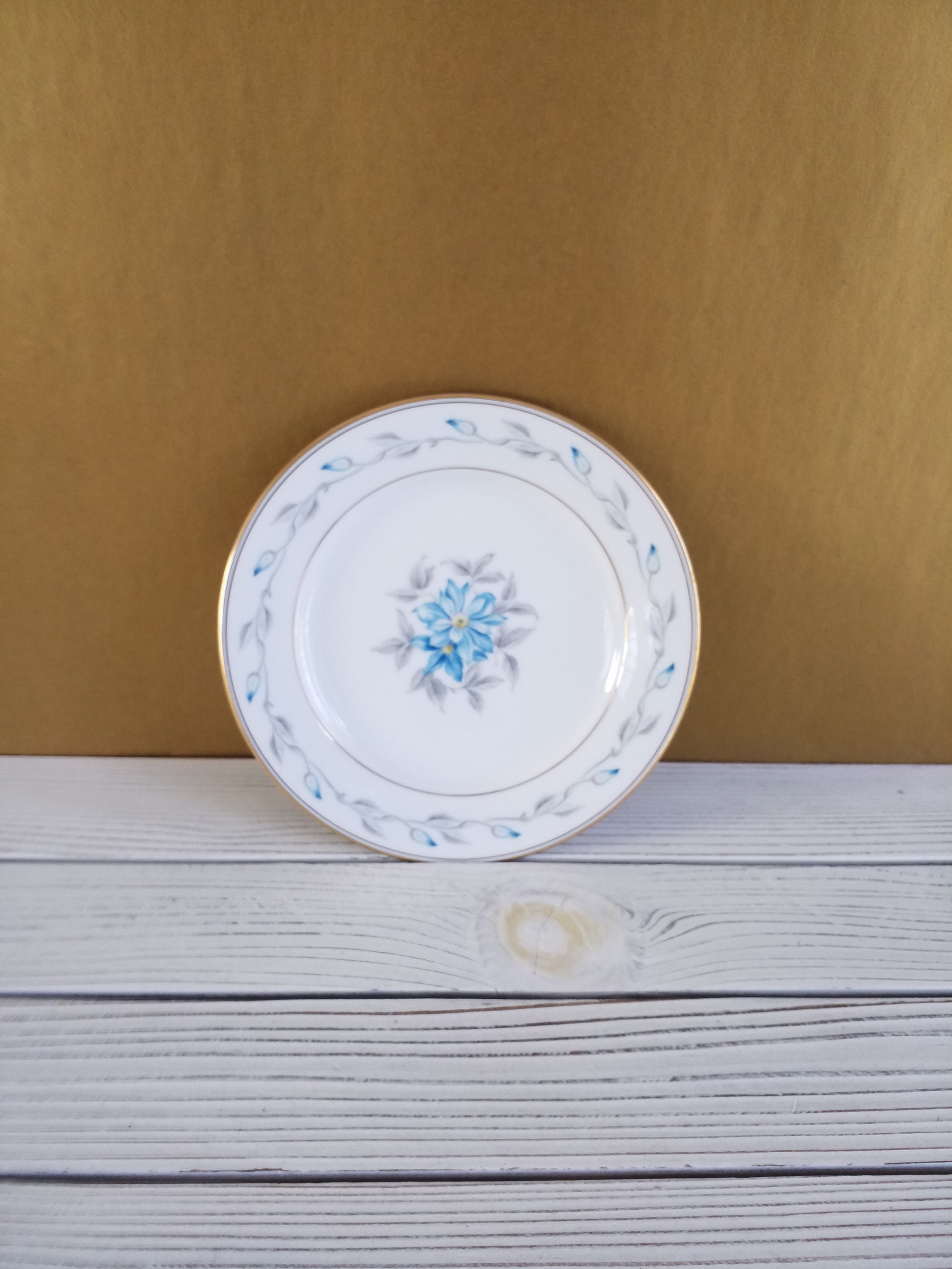 Blue Flower China Salad Plate RC Made in Japan Vintage 8 1/4 Inch