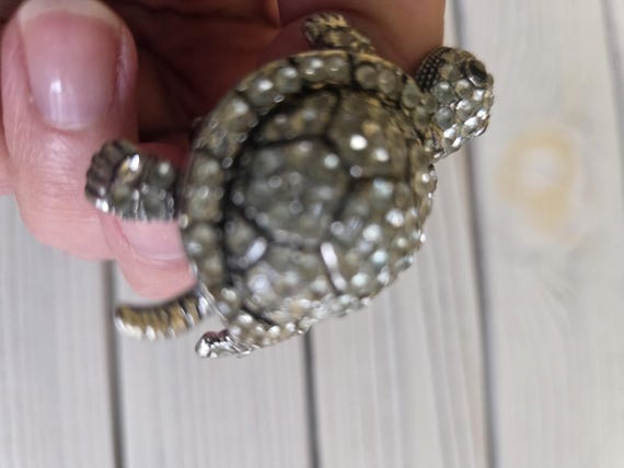 Turtle Rhinestone Ring Vintage - image 9