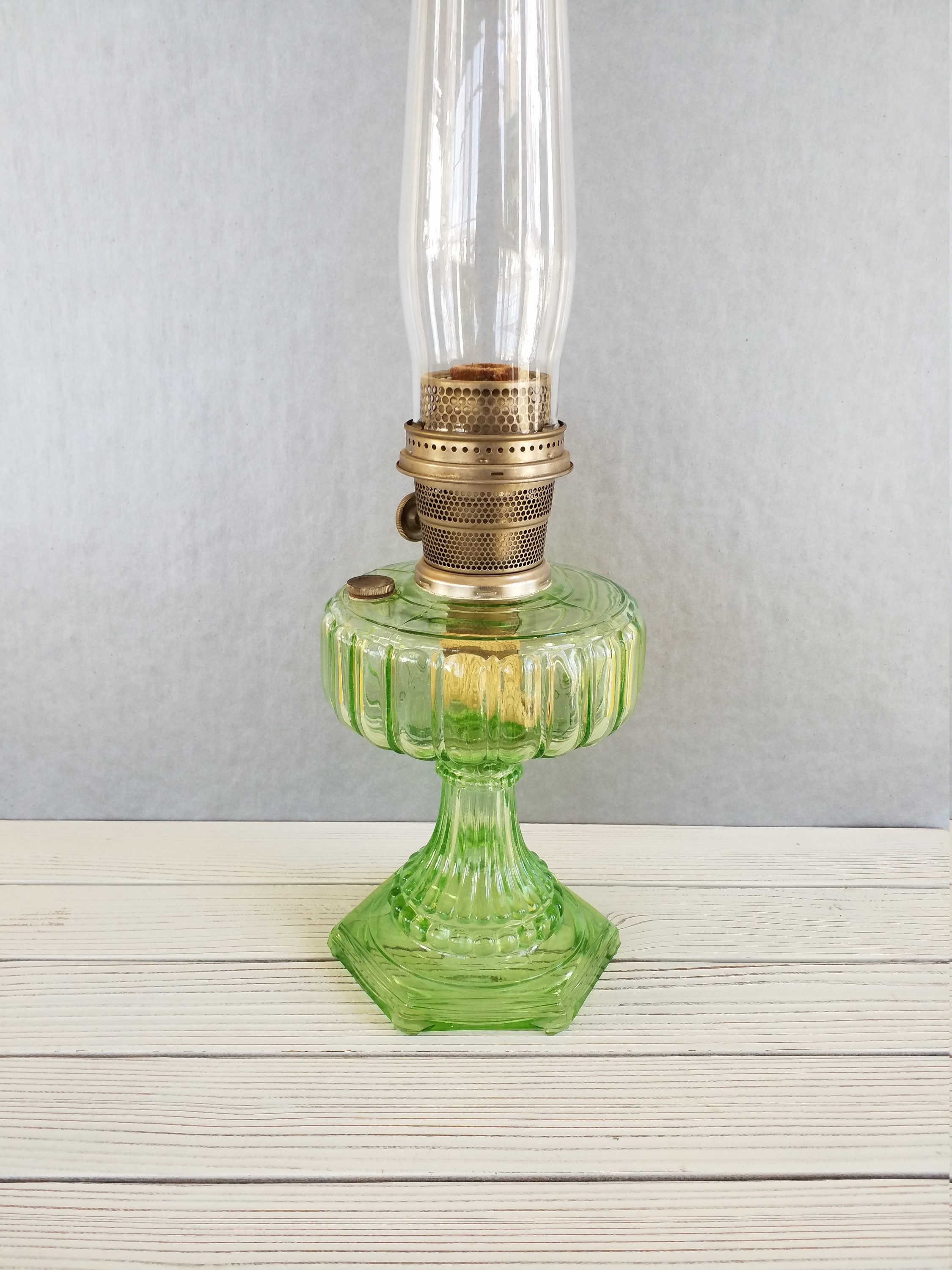 Green Antique Oil Lamp Uranium Glass Aladdin Model B - Etsy
