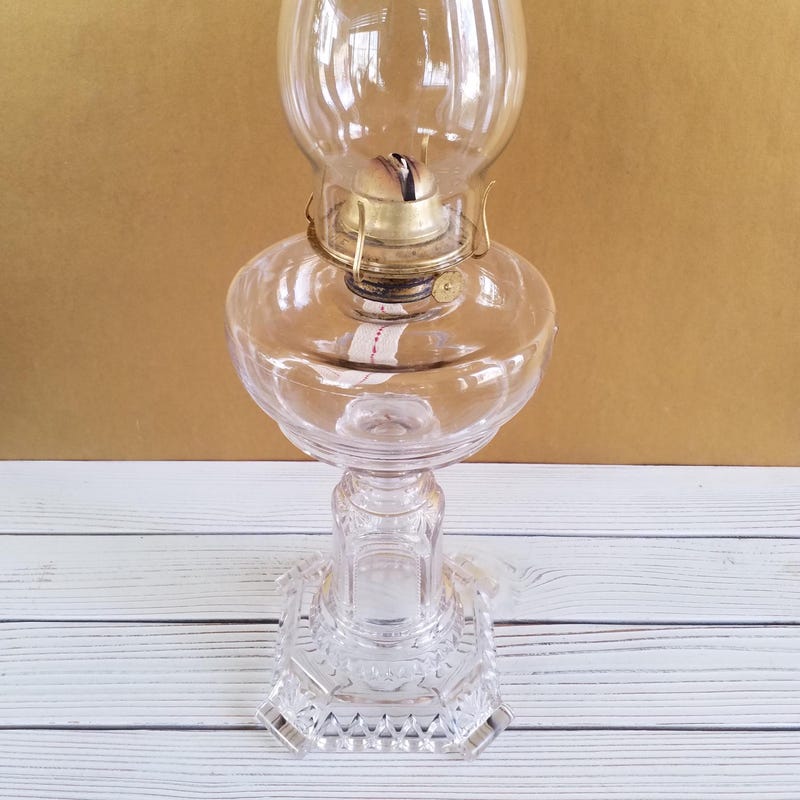 Antique Crystal Oil Lamp - Etsy