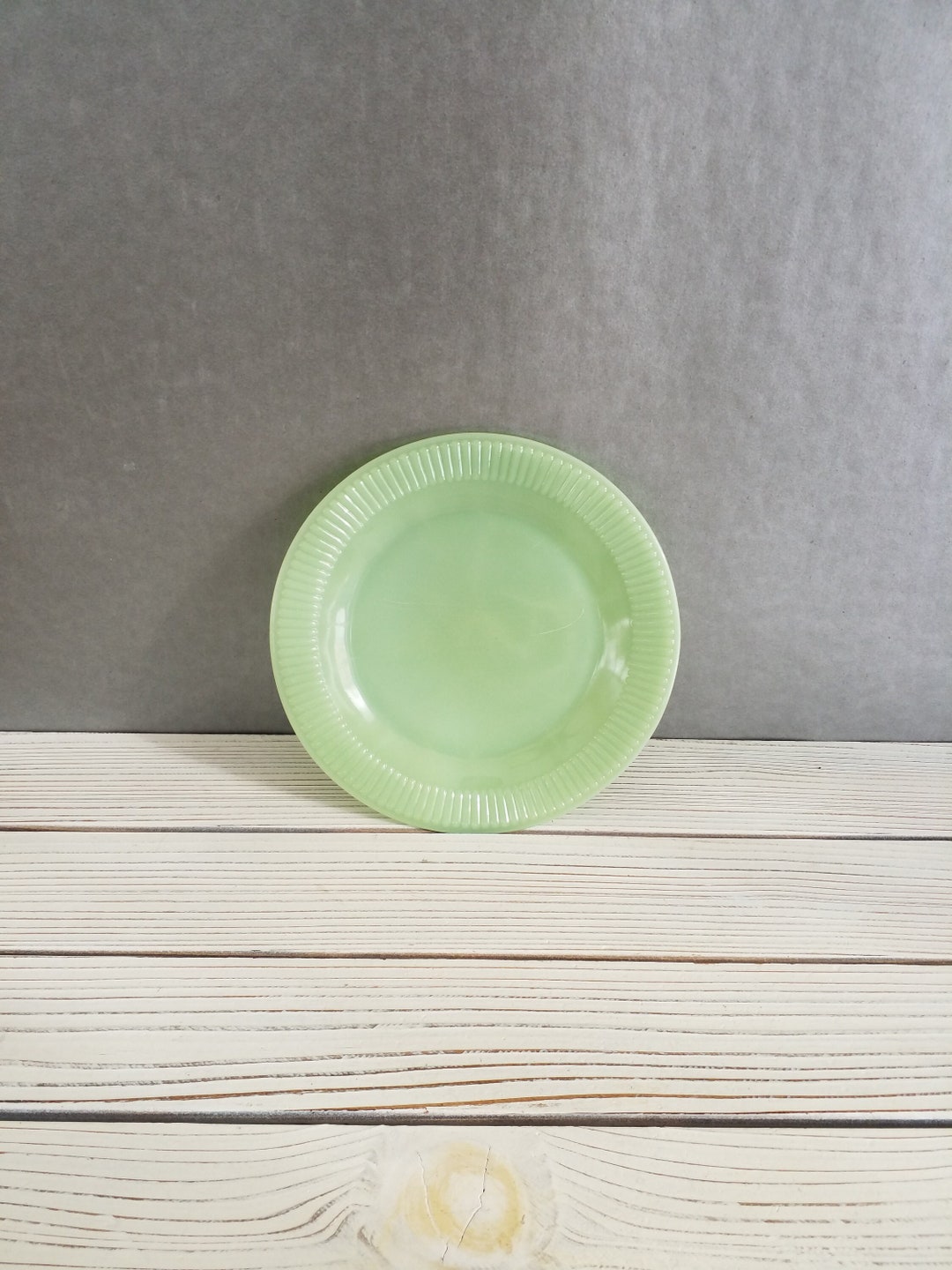 Jadeite Salad Plate Jane Ray Green Glass Ribbed Vintage 7 3/4 Inches Etsy